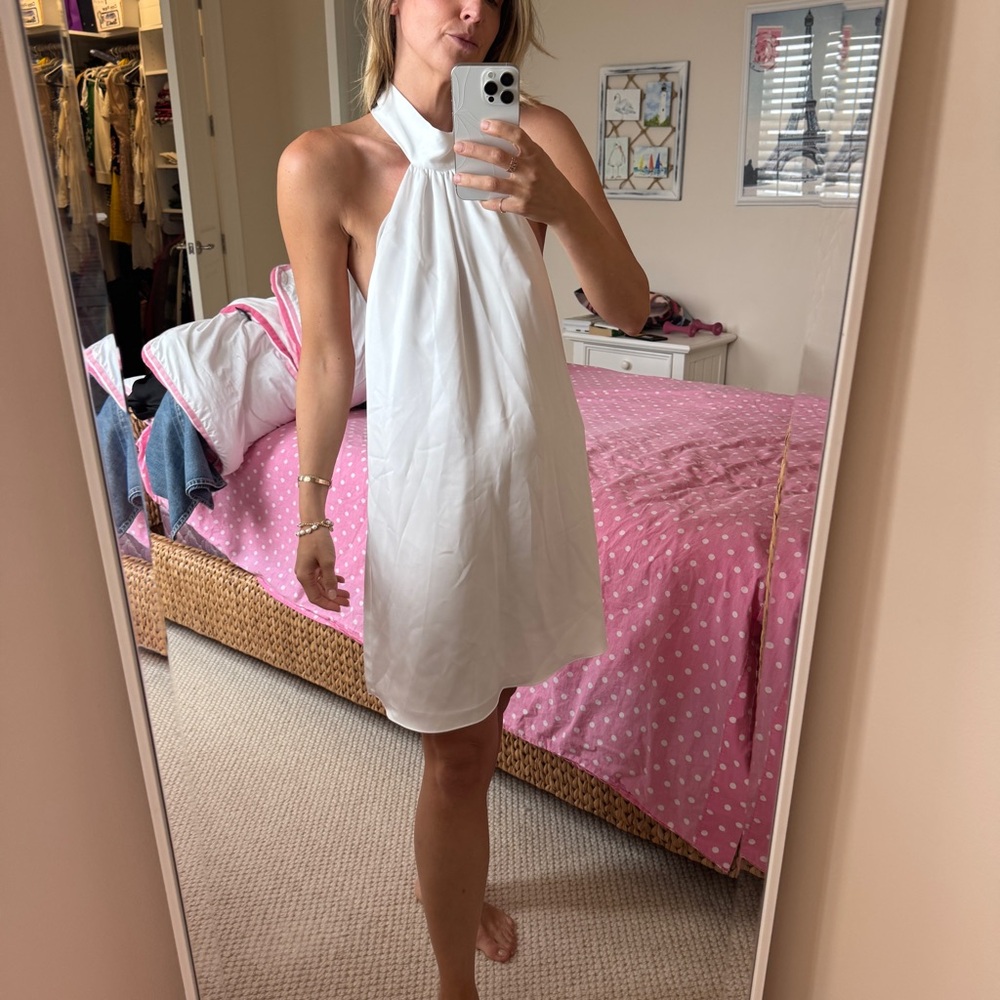 Elegant White Halter Dress